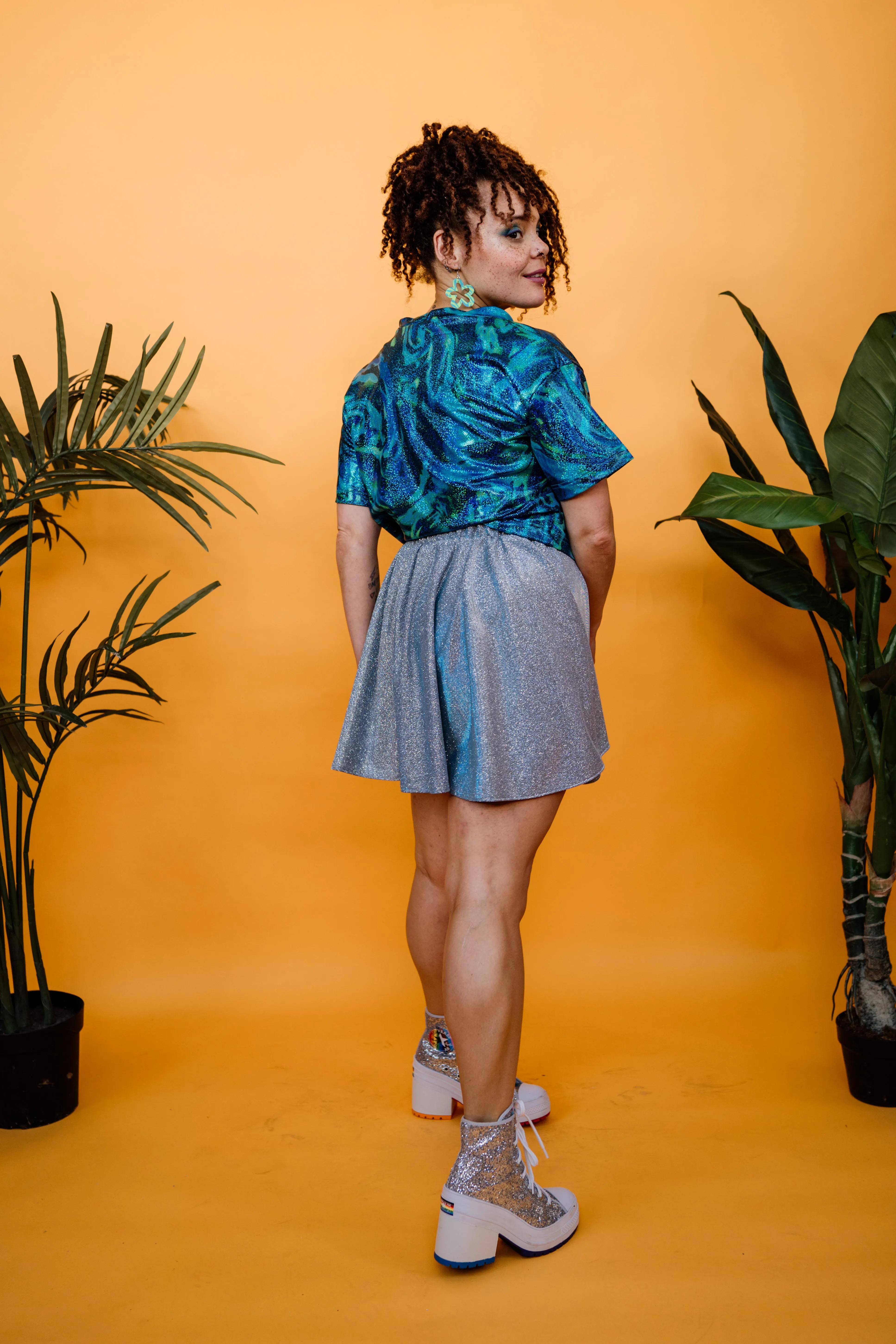 Silver Sparkle Disco Skirt