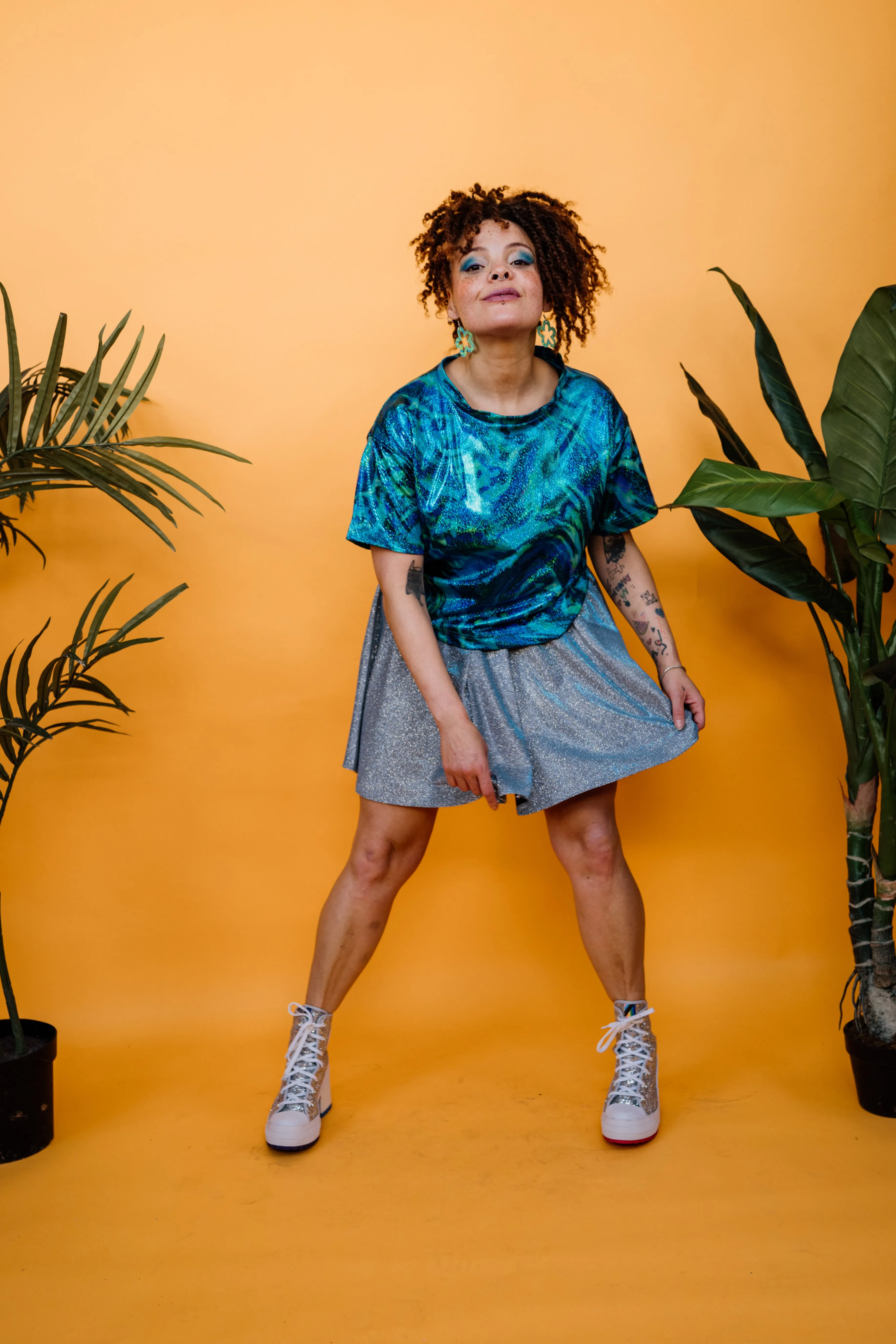Silver Sparkle Disco Skirt