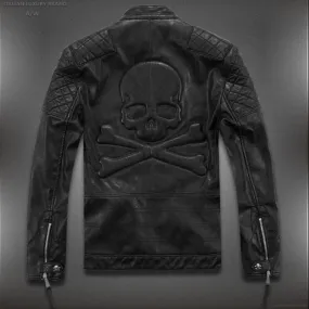 Skull Design Unique Motorcycle Leather Jacket M-5XL