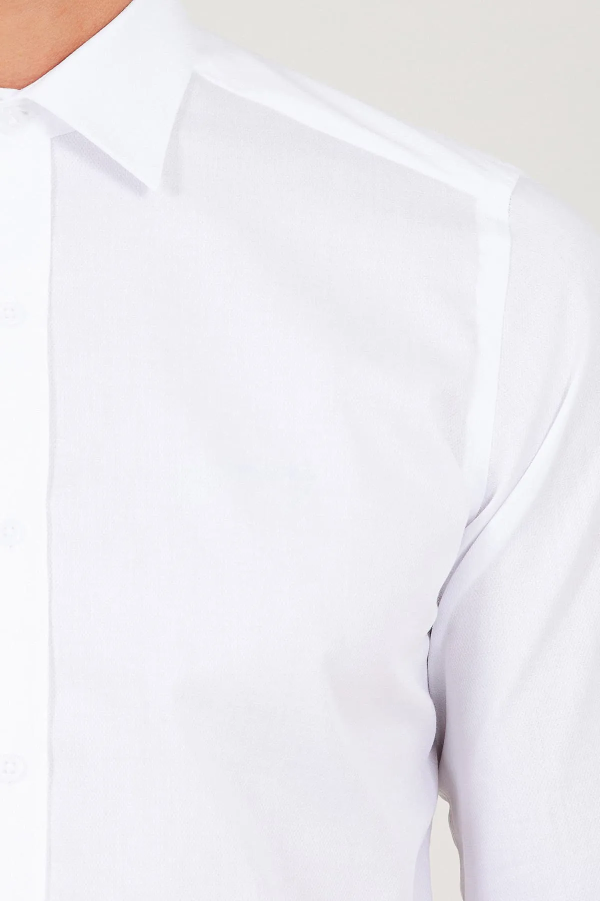 Slim Fit 100% Cotton White Dress Shirt