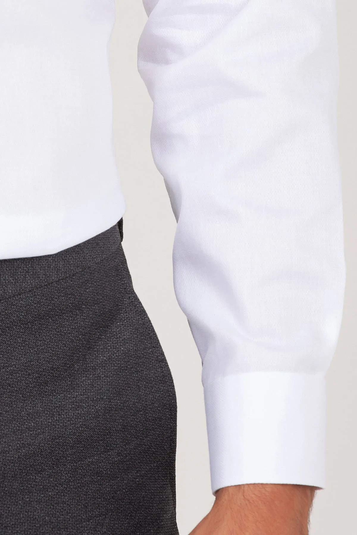 Slim Fit 100% Cotton White Dress Shirt