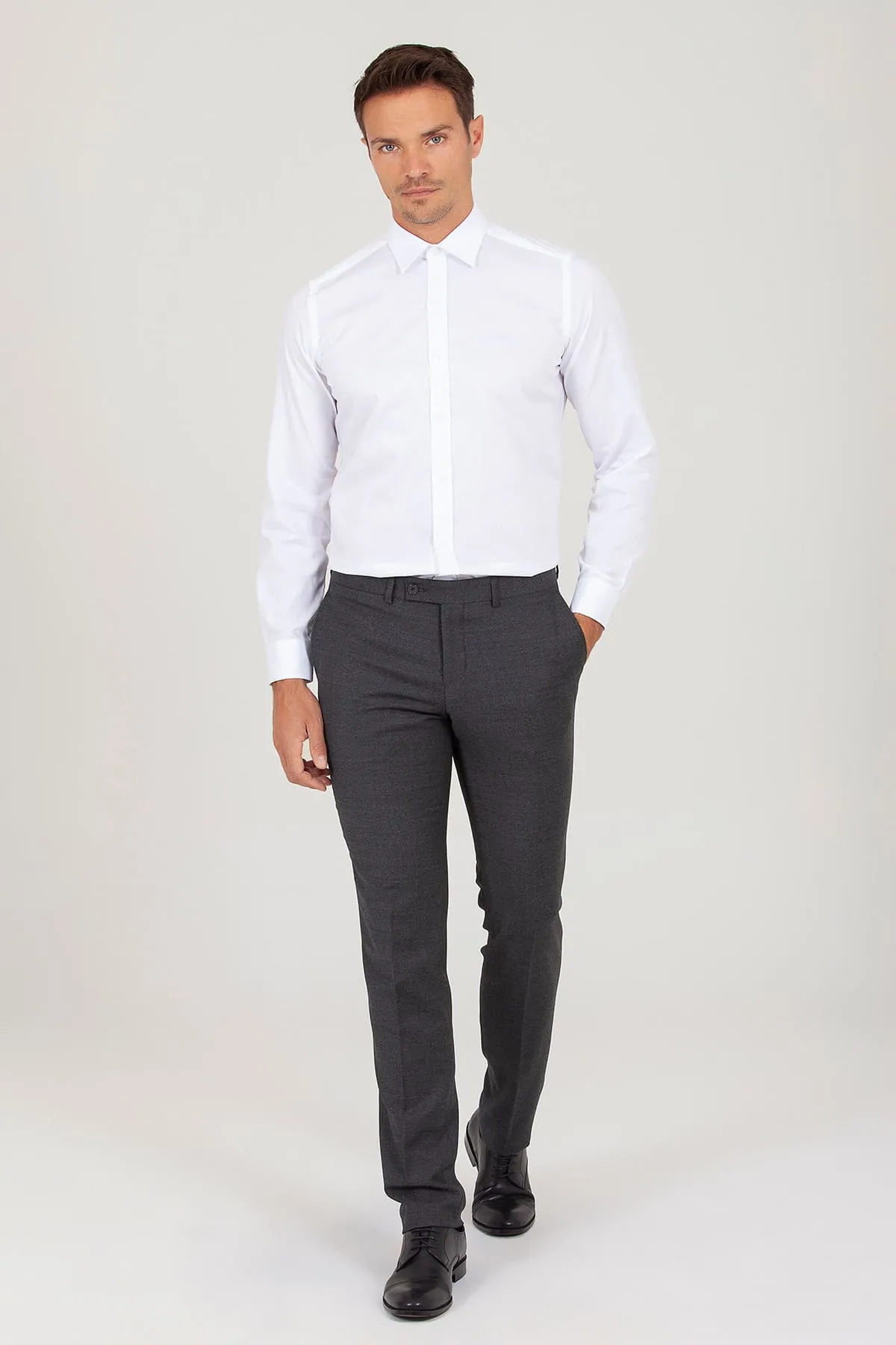 Slim Fit 100% Cotton White Dress Shirt