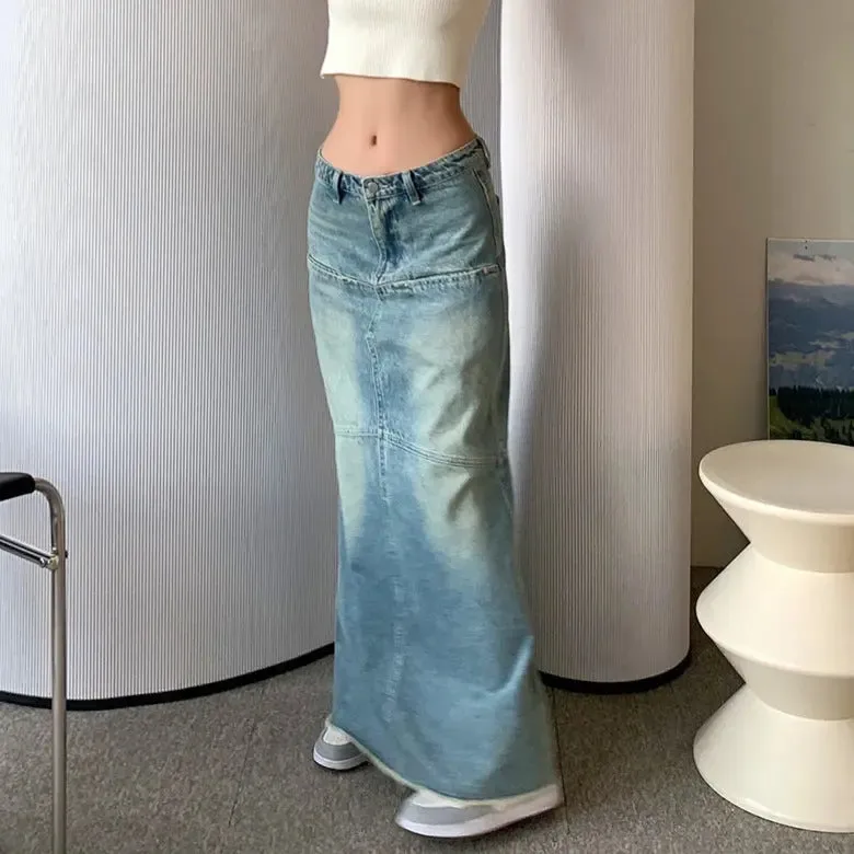 Slimming Denim Fishtail Skirt