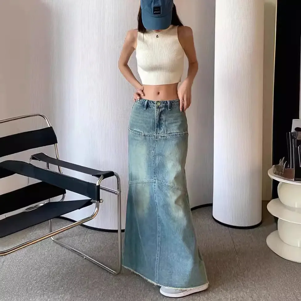 Slimming Denim Fishtail Skirt