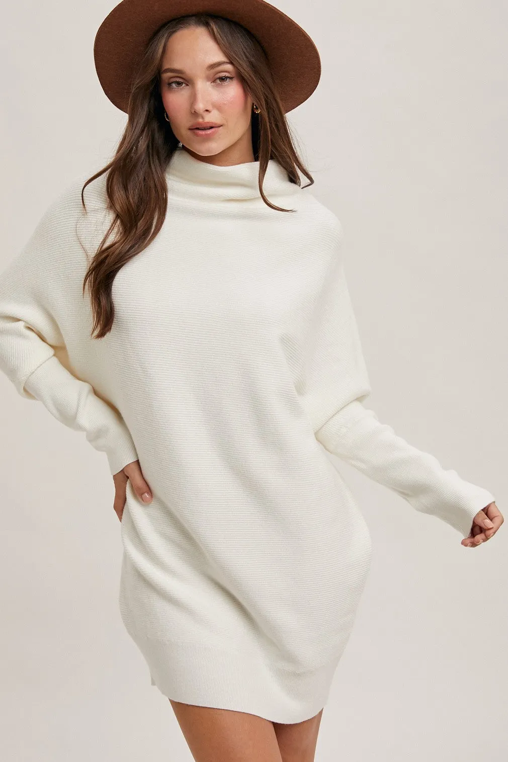 SLOUCH NECK DOLMAN TUNIC SWEATER