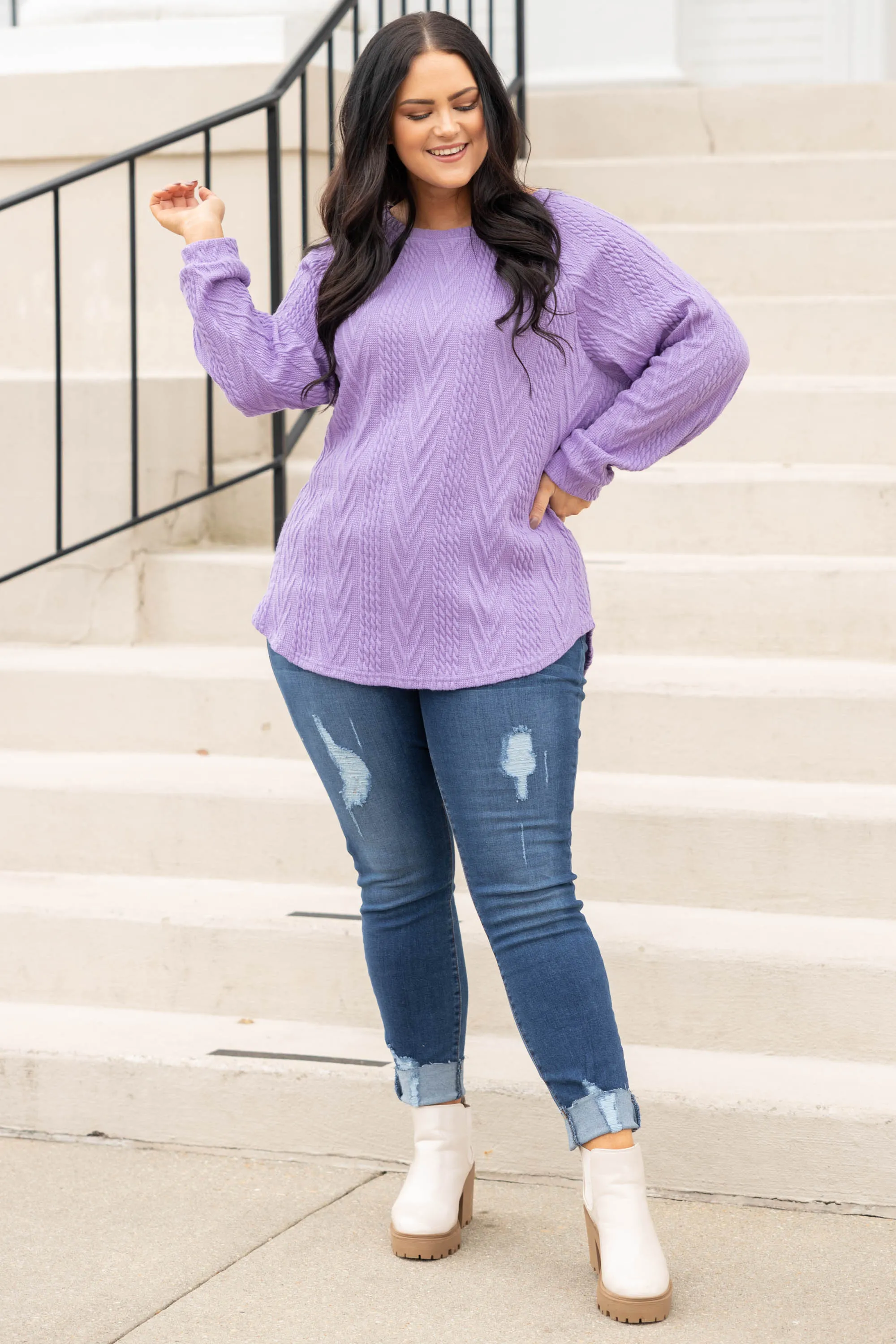 Slouchy Cableknit, Lavender