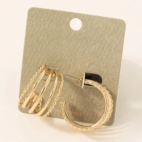 Solid Layered Metallic Hoop Earrings
