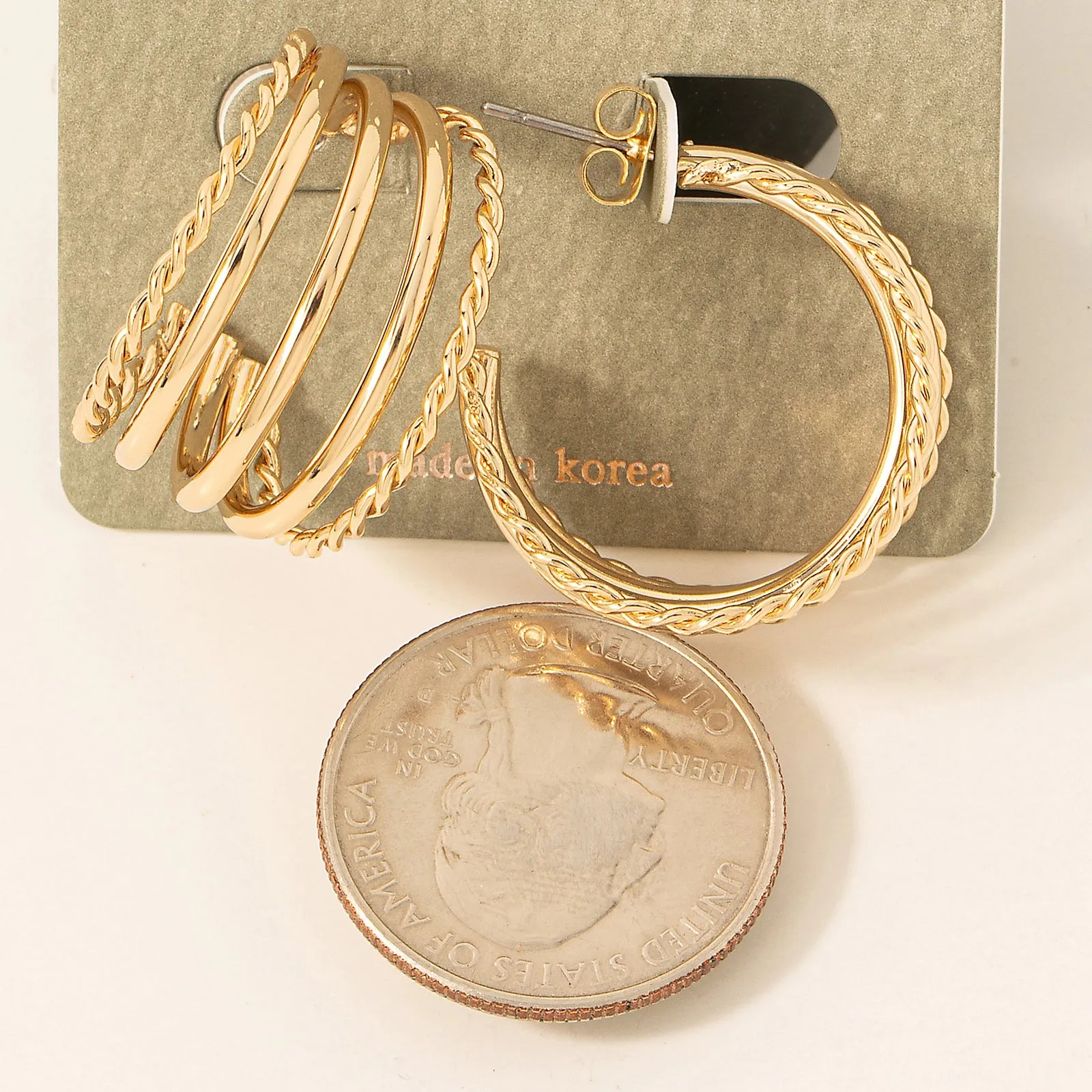 Solid Layered Metallic Hoop Earrings