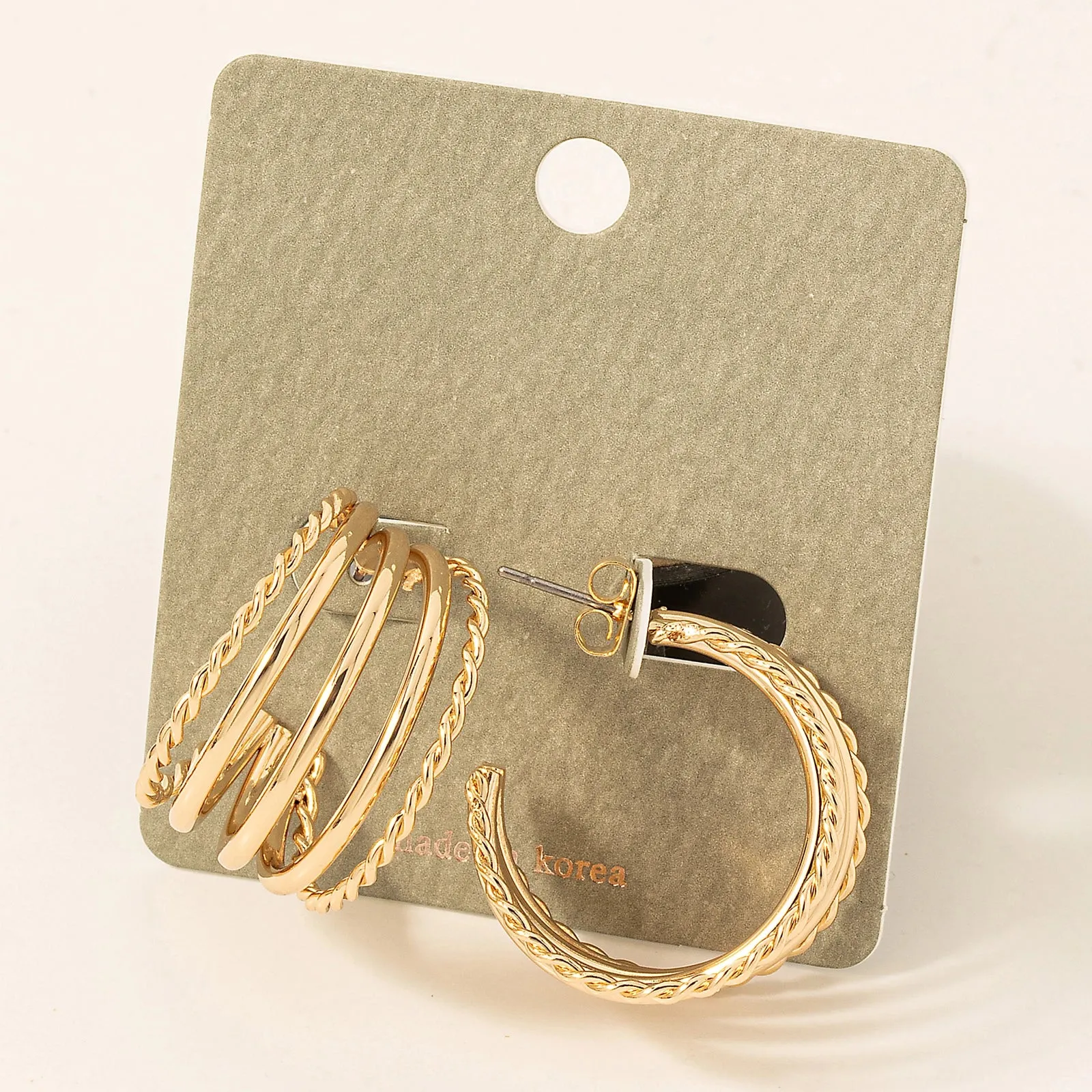Solid Layered Metallic Hoop Earrings