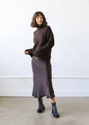 Sophia Skirt in Espresso Brown Silk