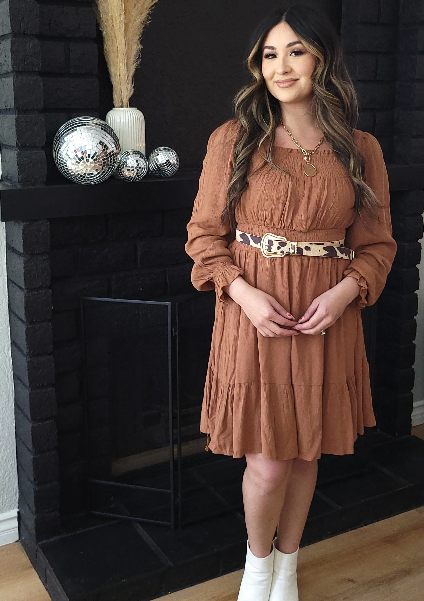 Stone Teardrop Necklace-Light Brown
