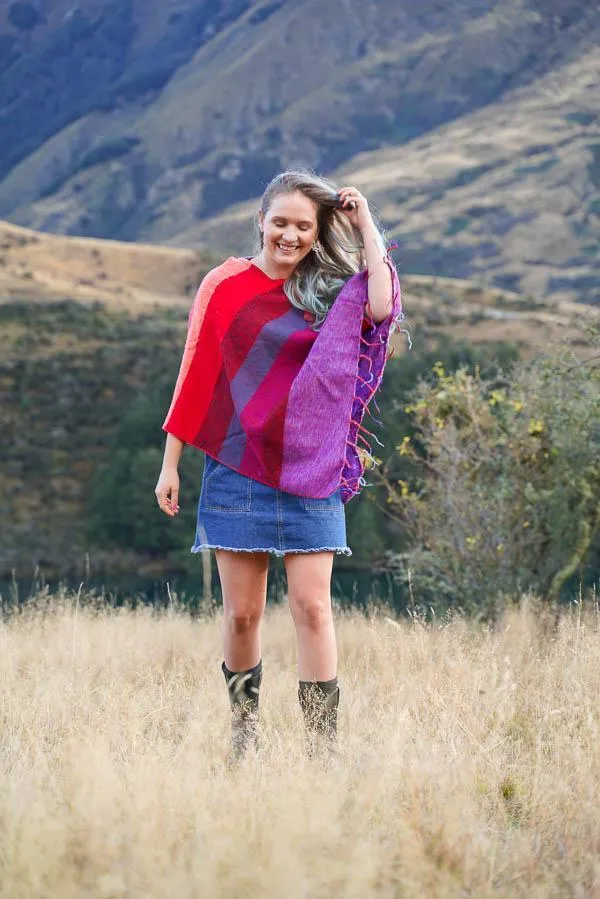 Stripe Brushed Poncho