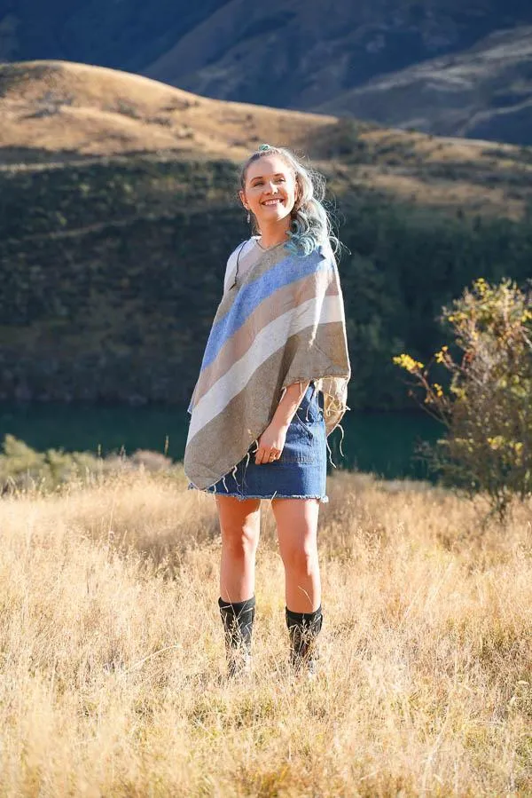 Stripe Brushed Poncho