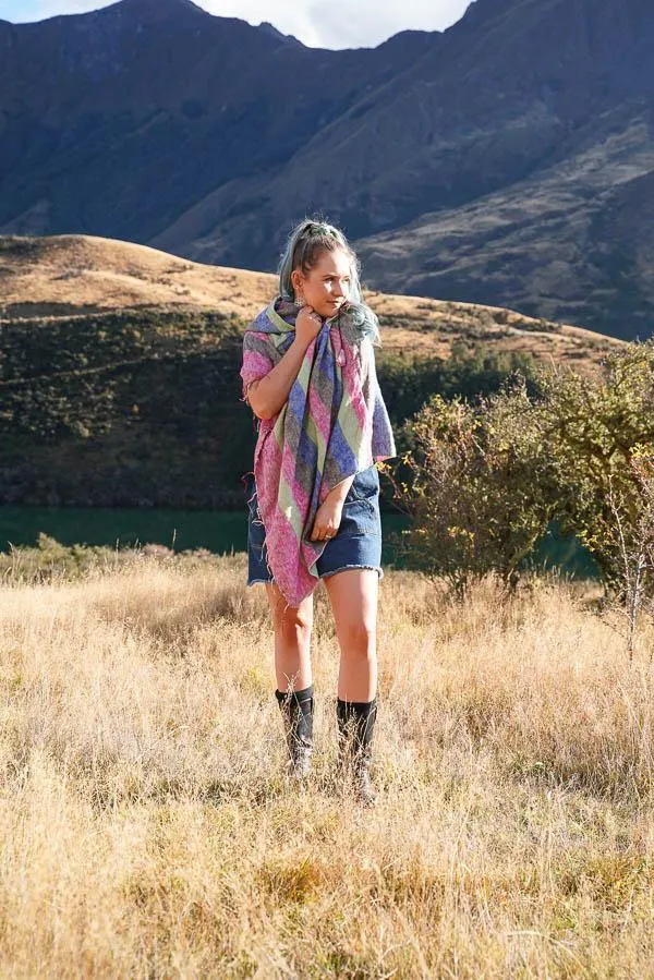 Stripe Brushed Poncho