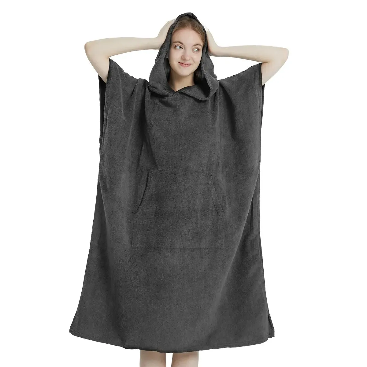 Surf Poncho Quick-Dry Microfiber Beach Robe Hooded Changing Poncho Beach Towel