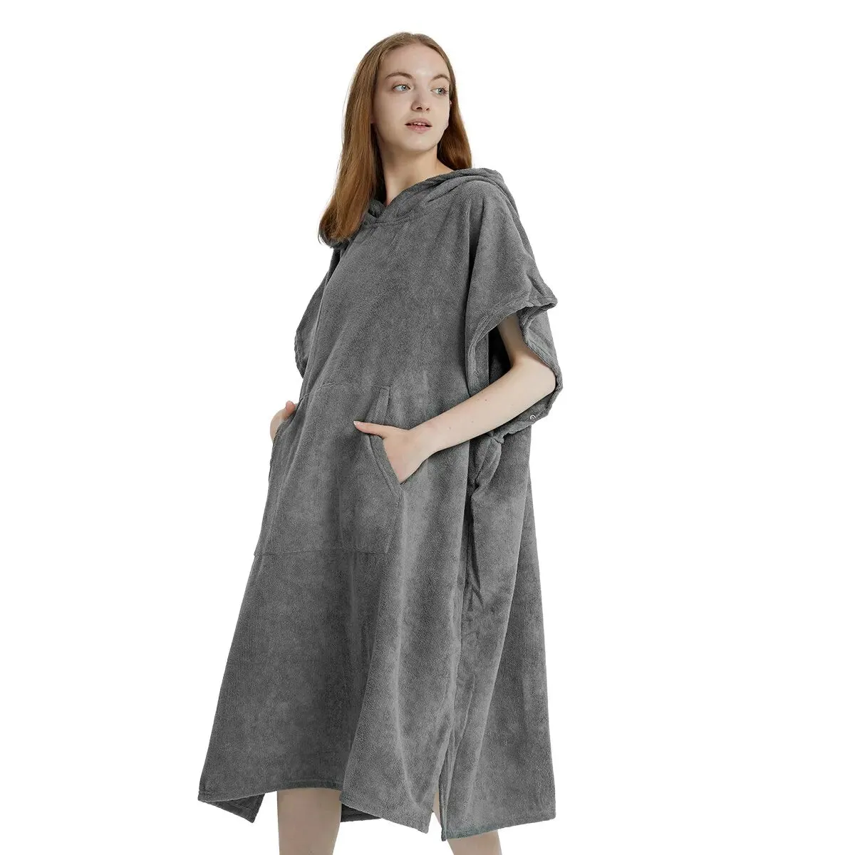 Surf Poncho Quick-Dry Microfiber Beach Robe Hooded Changing Poncho Beach Towel