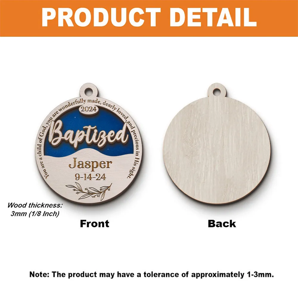 Teesdily | Customized Jesus Baptism Christmas Ornament, You Are A Child Of God 2 Layered Wood Ornament, Jesus Ornament Gift