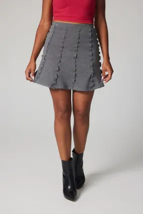 Ten Panel Mini Skirt - Heather Grey