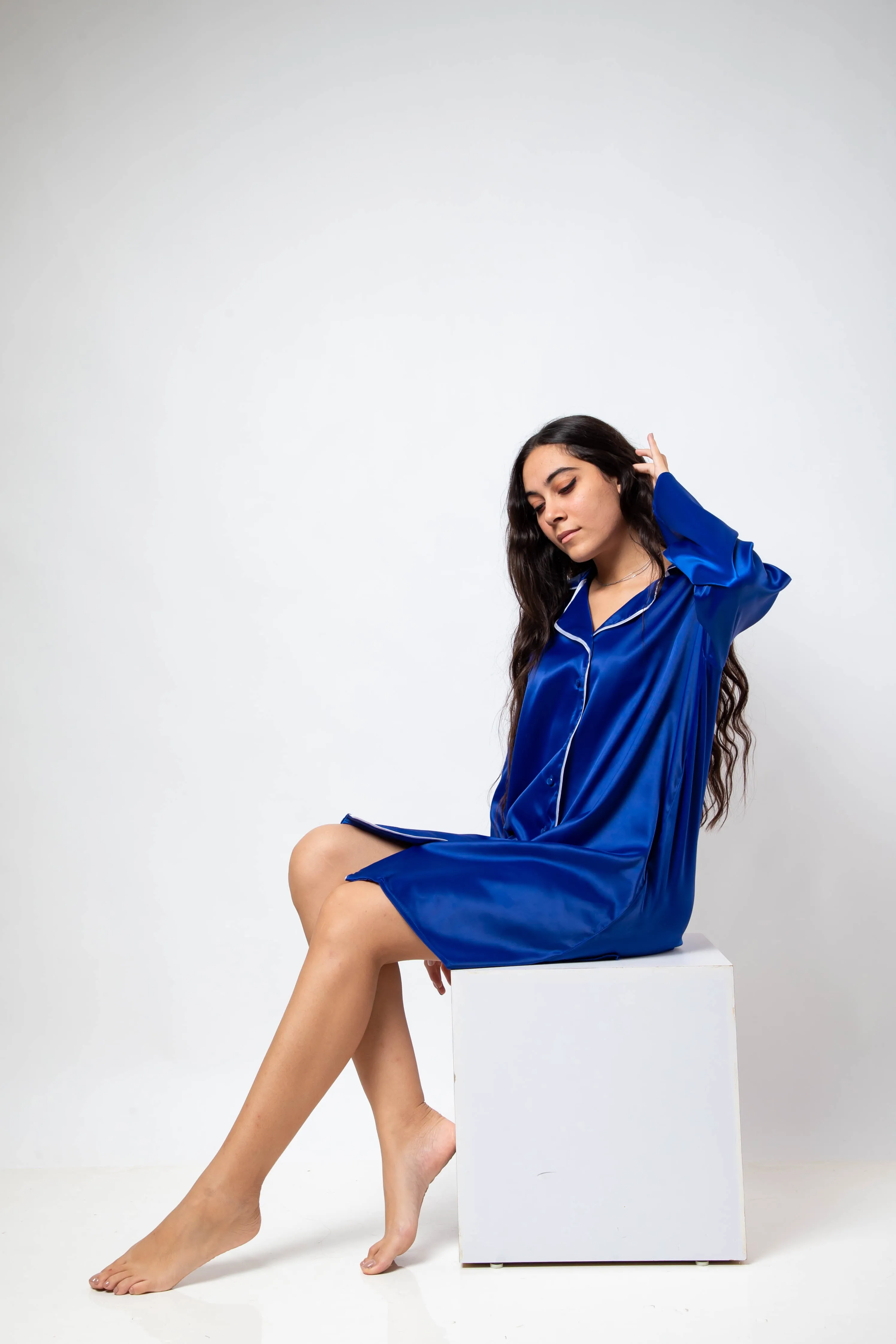 The Galaxy Shirt Dress - Blue
