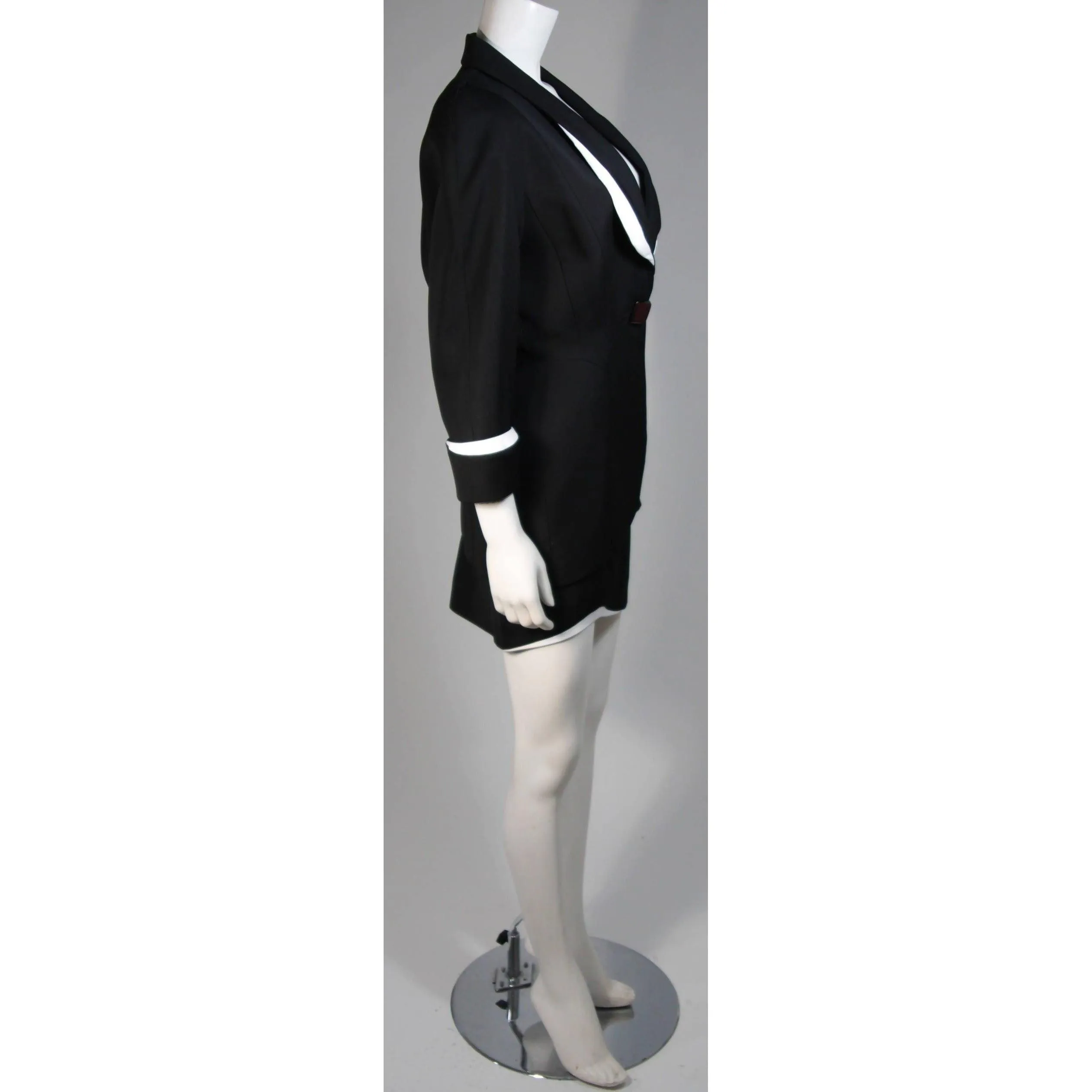 THIERRY MUGLER Black & White Skirt Suit Set | Size 42