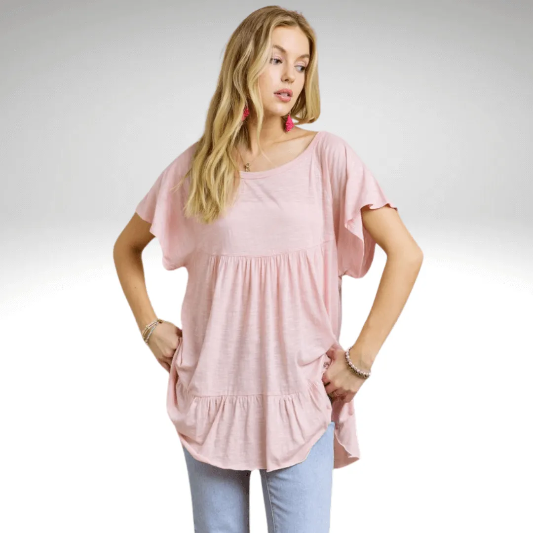Tiered Cotton Blend Tunic Made in USA