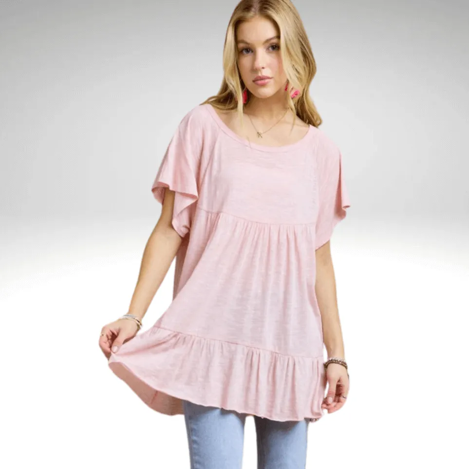 Tiered Cotton Blend Tunic Made in USA