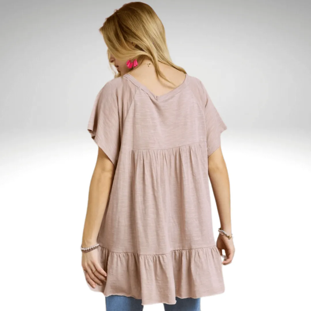 Tiered Cotton Blend Tunic Made in USA