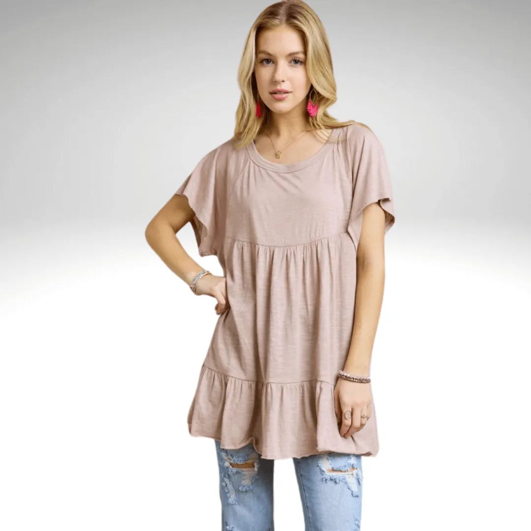 Tiered Cotton Blend Tunic Made in USA