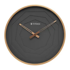 Titan Rose Gold Metallic Clock with Multi-Layered Grey Dial - W0078MA01?, 30W x 30H centimeters, Analog