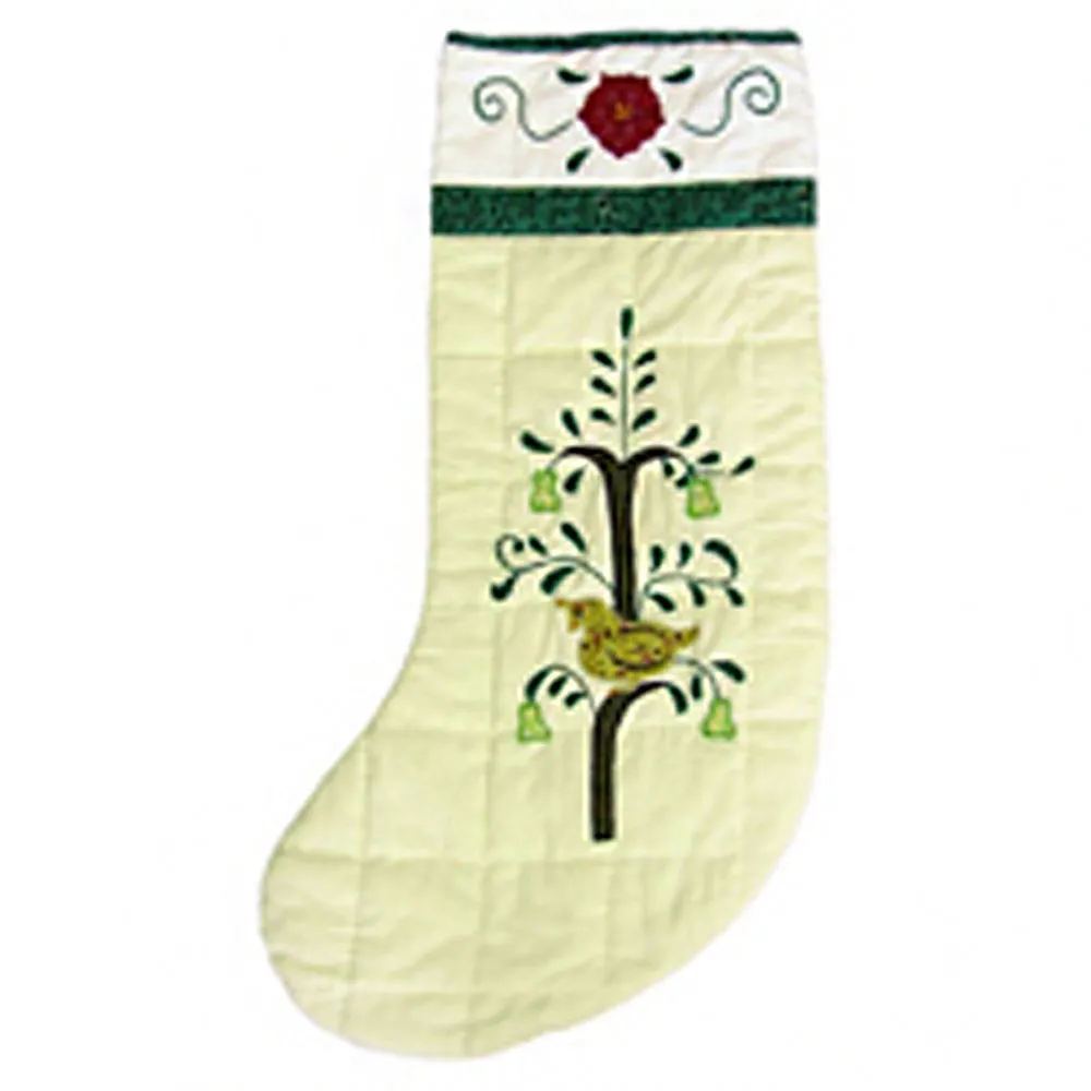 Twelve Days Tree Skirt - Large 54" Dia - Buy Now and Receive a FREE Matching Stocking! Crafted from 100% Cotton for a Cozy Holiday Setting
