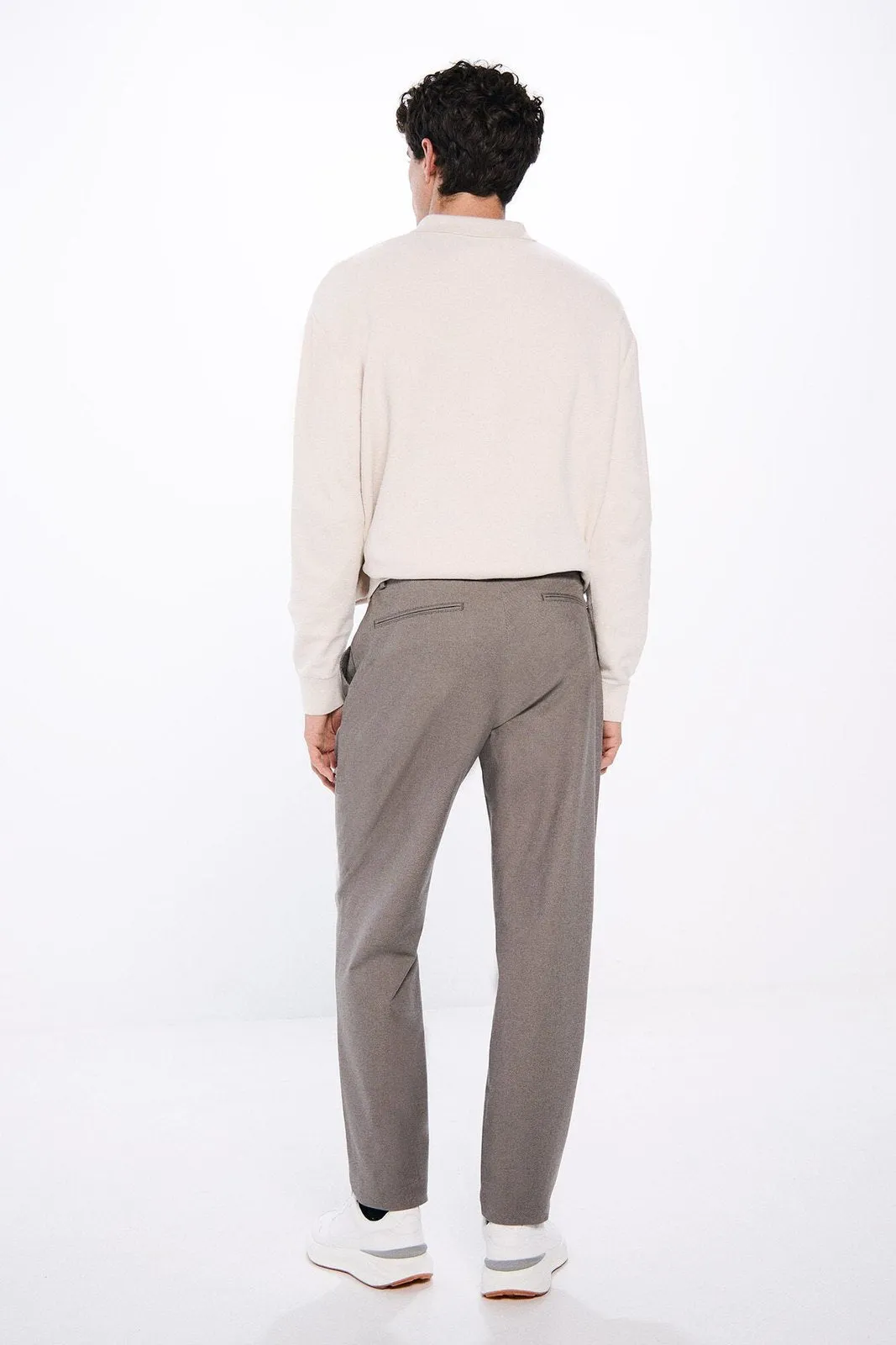 Two-Tone Textured Chinos Trousers - Tan
