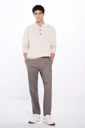 Two-Tone Textured Chinos Trousers - Tan
