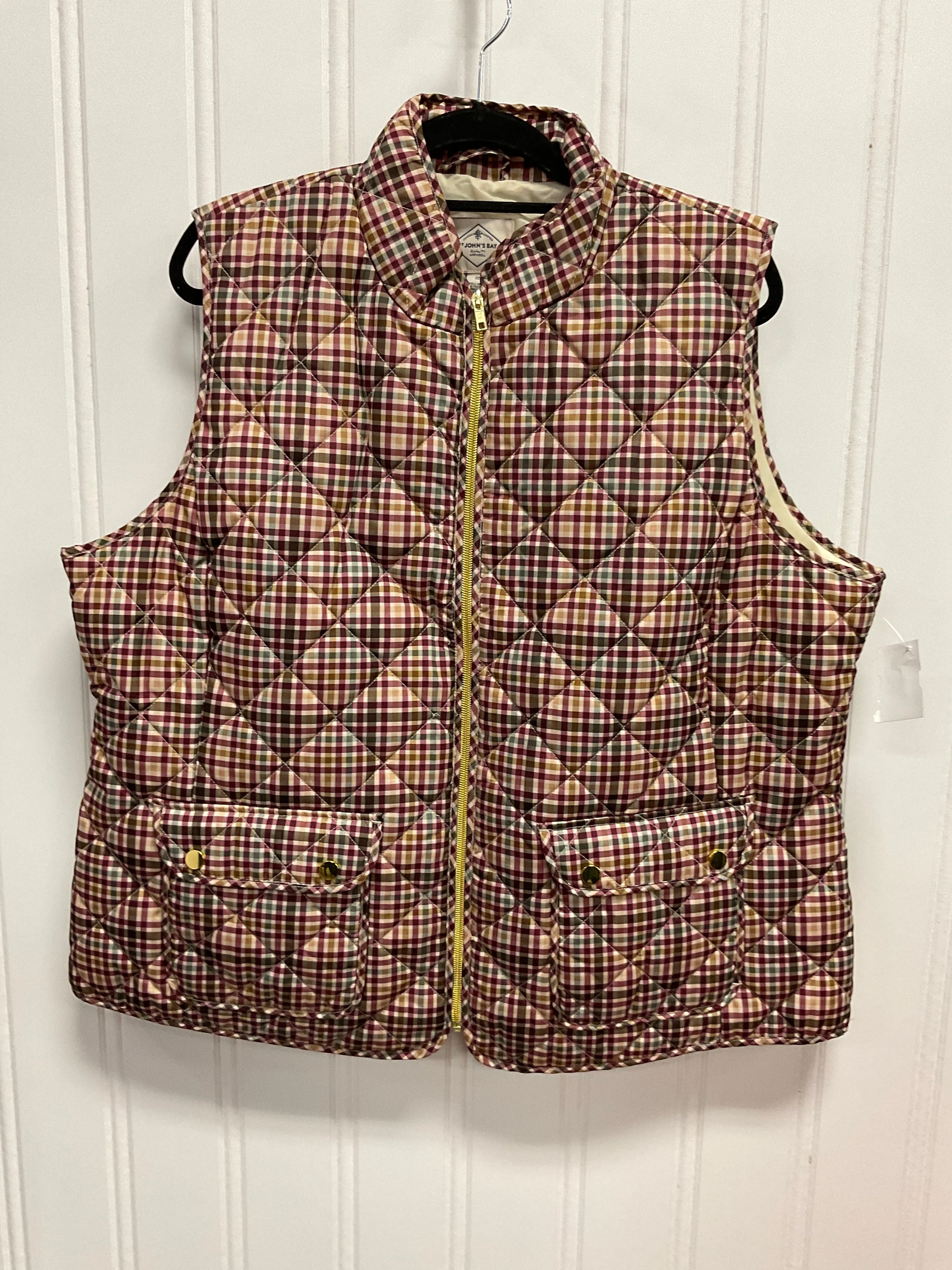Vest Puffer & Quilted By St Johns Bay In Plaid Pattern, Size:1X