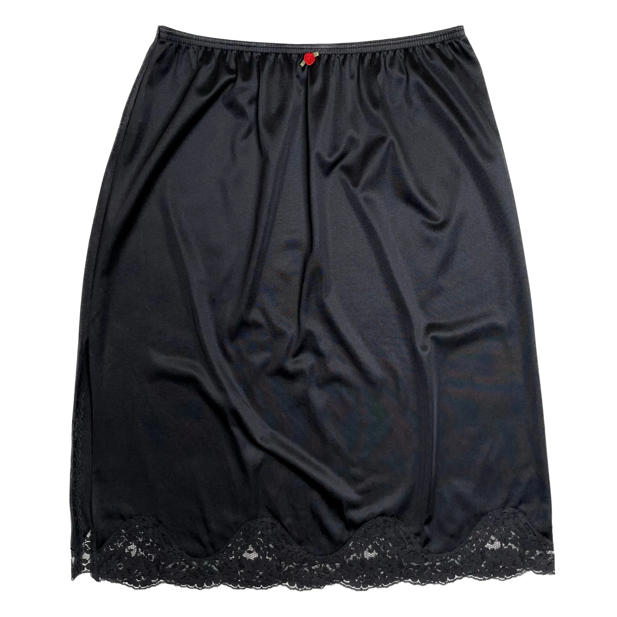 VINTAGE BLACK LACE ROSE SLIP SKIRT SIZE SMALL