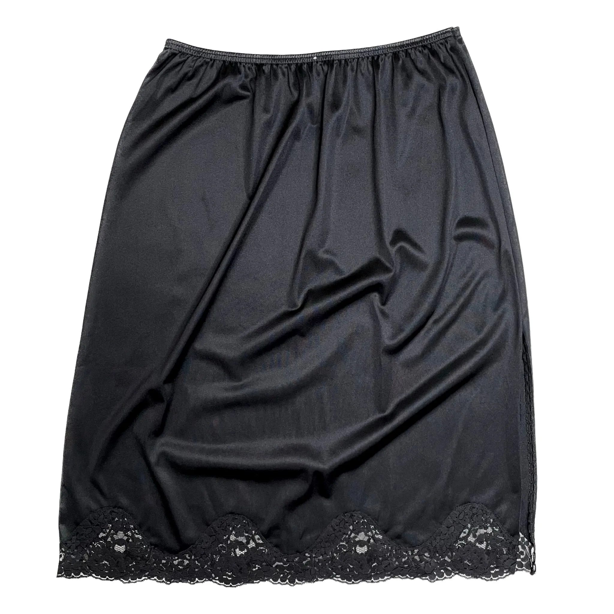 VINTAGE BLACK LACE ROSE SLIP SKIRT SIZE SMALL