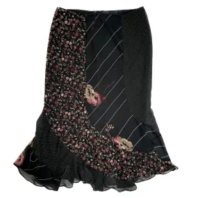 VINTAGE FLORAL POLKA DOT MIDI SKIRT SIZE MEDIUM