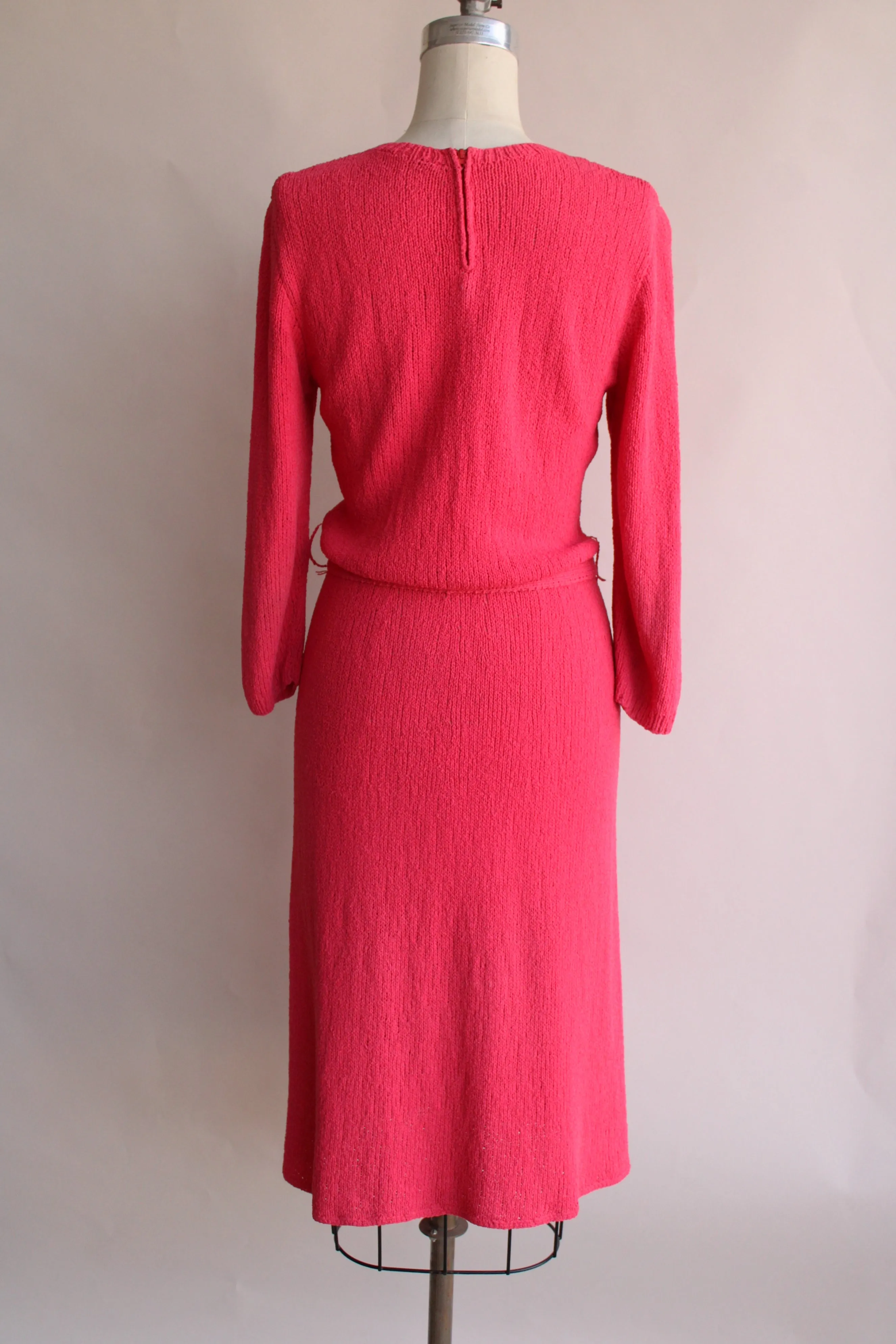 Vintage Late 1940s Fuchsia Knit Dress