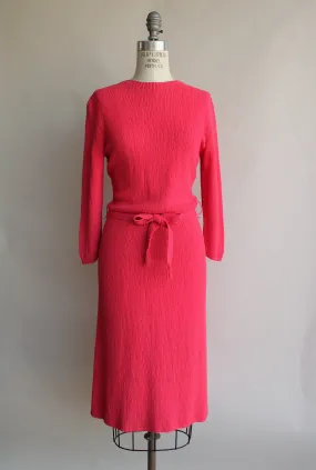Vintage Late 1940s Fuchsia Knit Dress