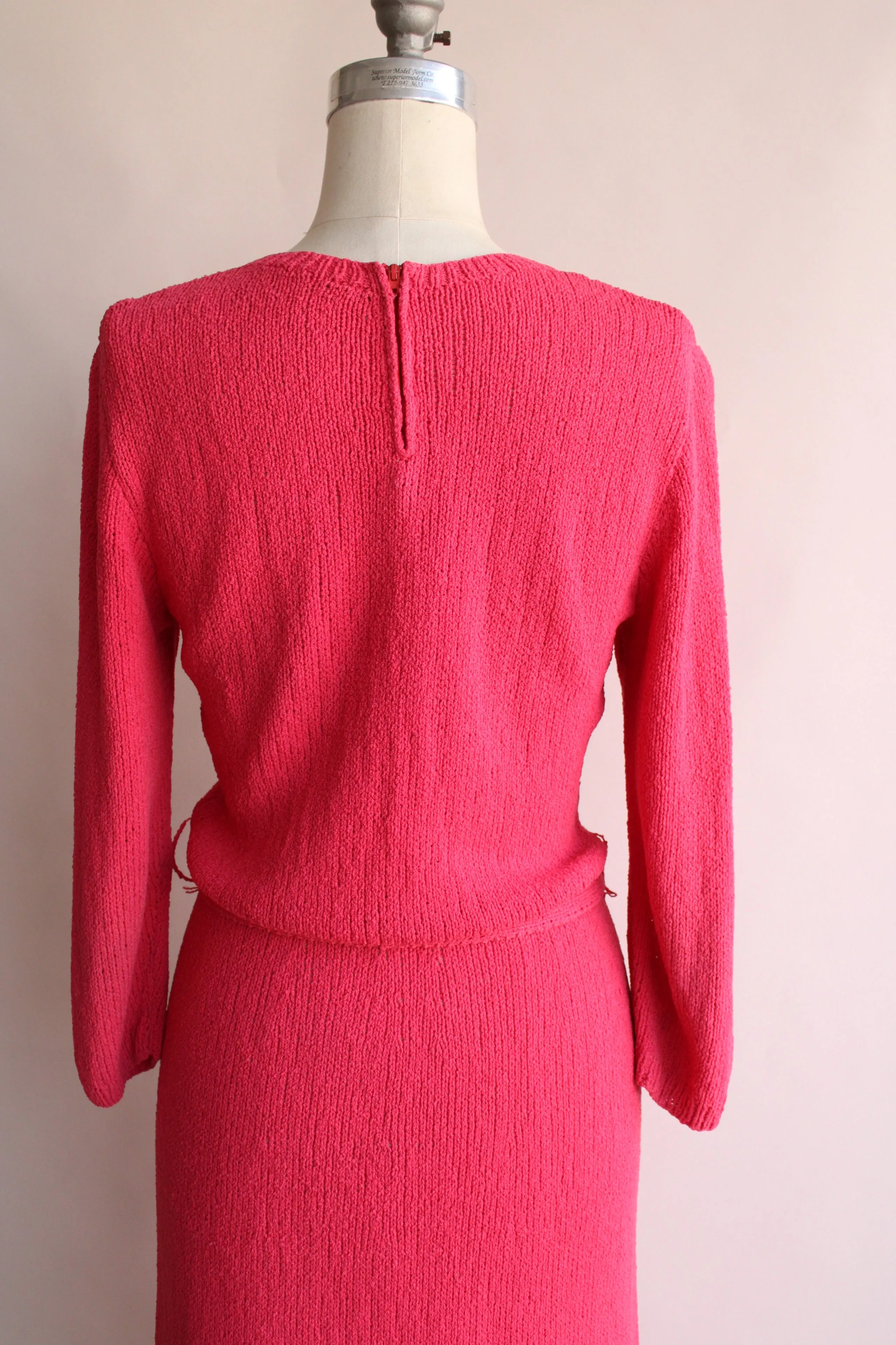 Vintage Late 1940s Fuchsia Knit Dress