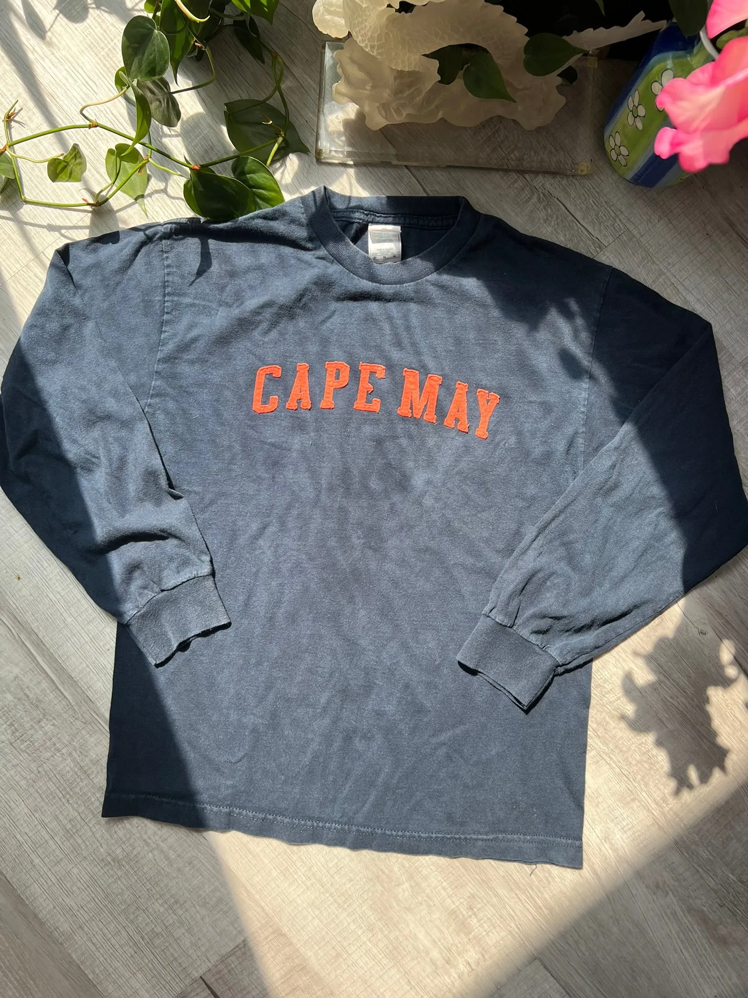 Vintage Spell Out Cape May Long Sleeve Tee by Alstyle