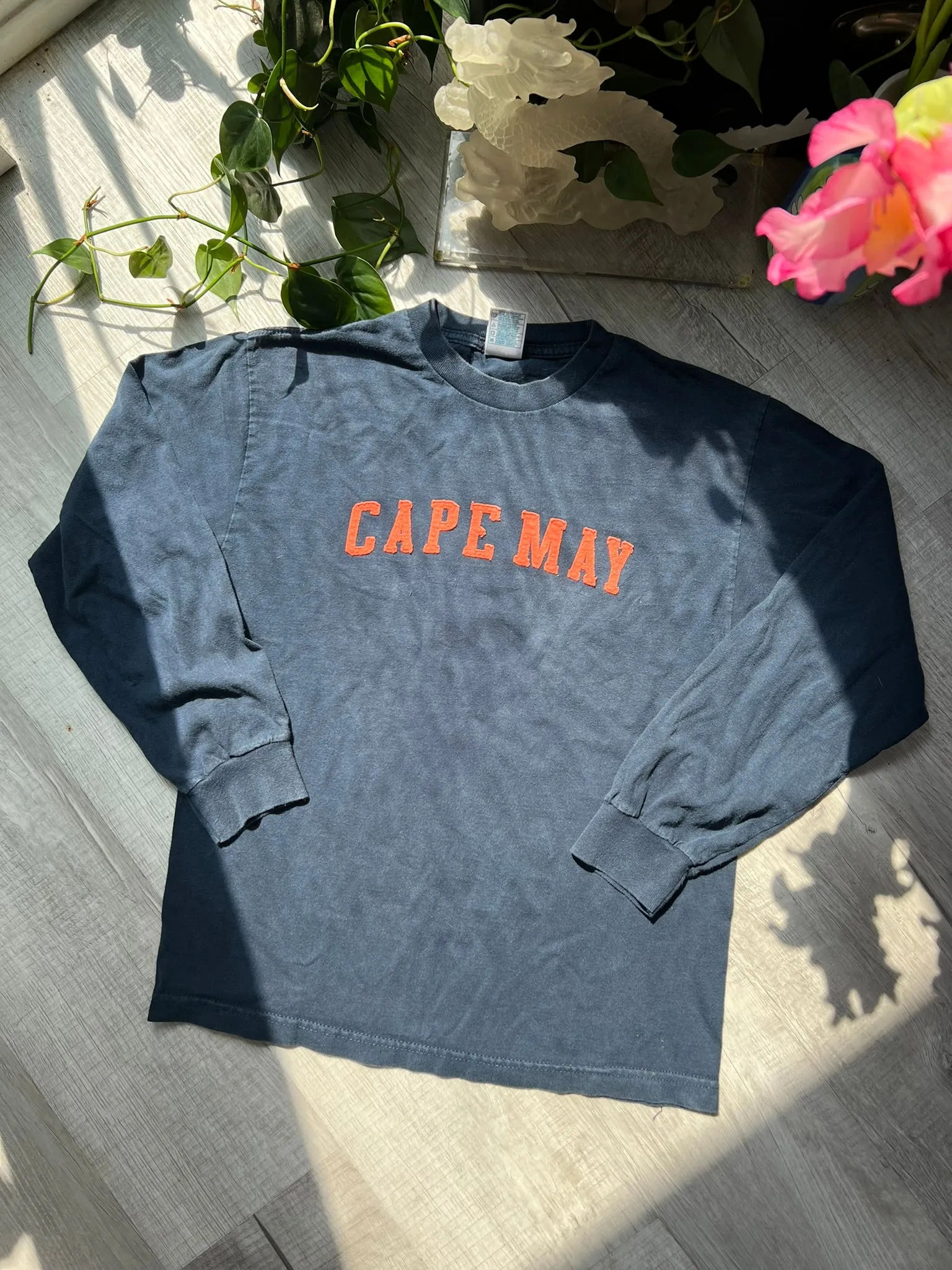 Vintage Spell Out Cape May Long Sleeve Tee by Alstyle