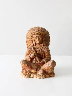 vintage swirl pottery Native American chief statue