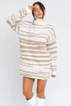 White taupe animal sweater dress