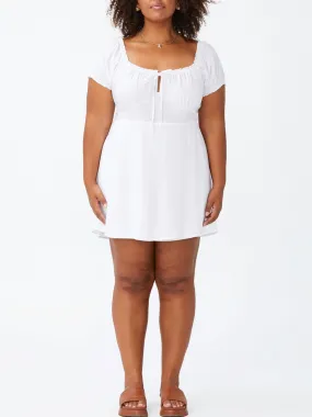 Women's Floral Embroidered Short Dress,White