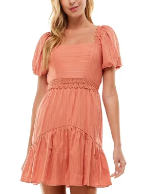Women's Floral Lace Detail Dress,Orange