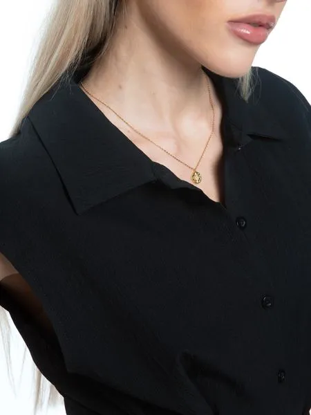 Women's Midi Shirt Dress Solid Collar V Neck Button Down High Waist Sleeveless HWE2XCBNTN