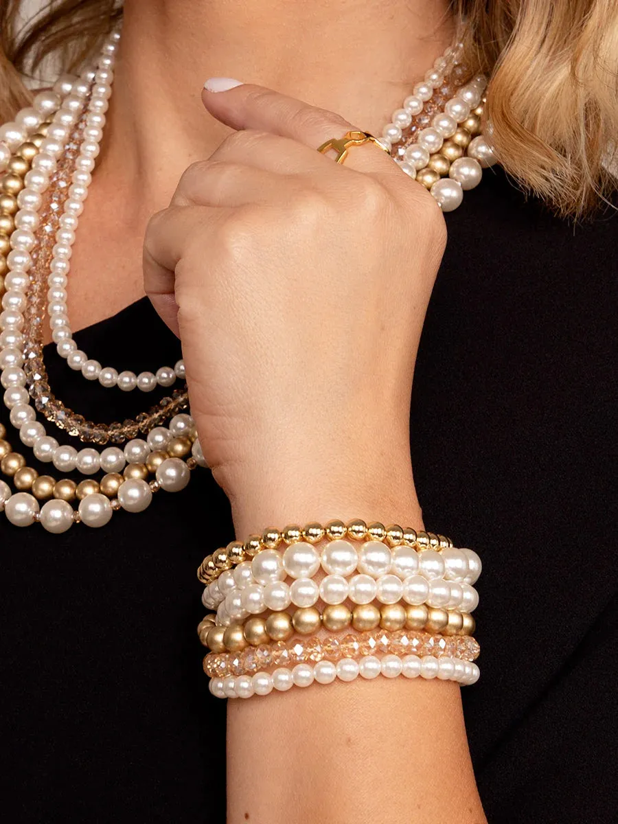 Zenzii B1483CHM Mixed Bead Layered Stretch Bracelet