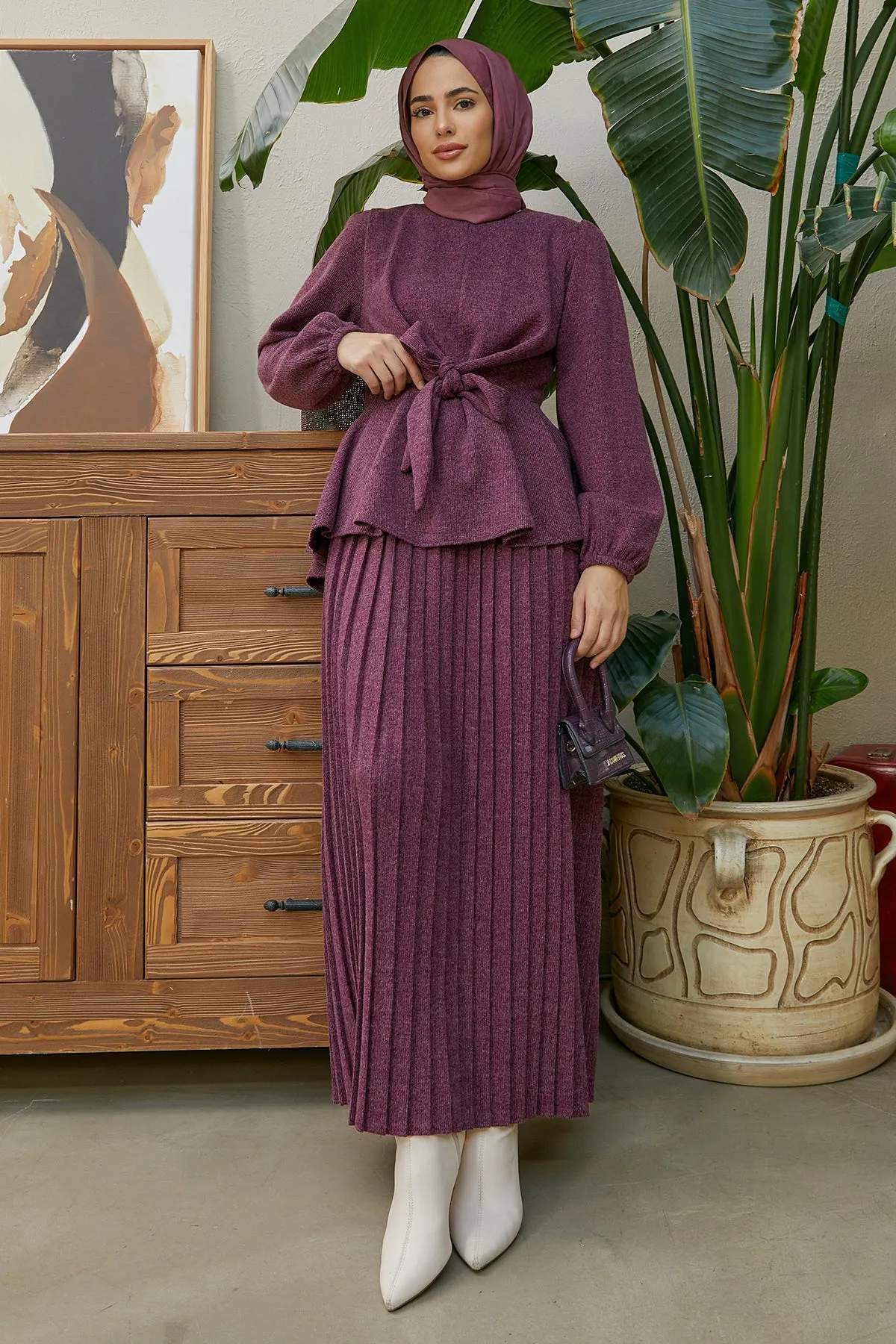 ZRF Women Skirted Knit Set - Mauve - Wheeling